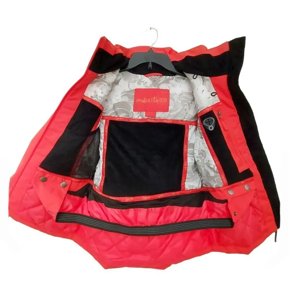 Planet Earth Snow Jacket Girls Small Orange Snowboarding Full Zip Insulated